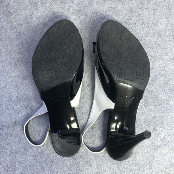 Unisa Womens Black And White Peep Toe Heels With Bows, 4” Heel, Size 7.5 - Picture 6 of 9